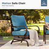 MFSTUDIO 8 Piece Metal Patio Furniture Set with Fire Pit Table,Peacock Blue
