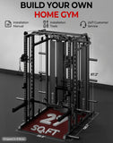 Mikolo Smith Machine with Weight Stack, Power Cage Home Gym System with LAT Pulldown & Cable Crossover, Multi-Functional Trainer with Dual Pulley System, BP 230lbs