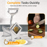 Sunvivi Commercial French Fry Cutter, Heavy Duty Potato Slicer with 3 Replaceable blades (1/2, 3/8 Inch, 6-wedge Slicer), Professional Fries Cutter for Restaurant & Home Kitchen, Stainless Steel