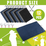 Meanplan 12 Pcs Microfiber Fabric Golf Towel 16 x 23 Inch Tri Fold Golf Towels for Golf Bags with Heavy Duty Clip Waffle Pattern Golf Towel for Men Women Golf Club Gifts (Black, Gray, Navy Blue)
