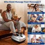 Musugy Shiatsu Foot Massager with Heat : 2026 Upgraded Deep Kneading Foot Massager Machine with Vibration & Compression for Plantar Fasciitis & Neuropathy - Relax for Office Home Use, Silver