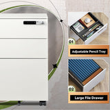 DEVAISE 3 Drawer File Cabinet with Combination Lock, Fully Assembled Metal Filling Cabinet Except Wheels, White