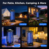Bug Zapper Outdoor, 4-in-1 Cordless Mosquito Zapper, Rechargeable 4000mAh Waterproof Electric Mosquito Trap with Auto/SOS Mode, Portable Night Light for Camping, Patio, Backyard & Home