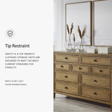 Signature Design by Ashley Sharlance Casual 9-Drawer Dresser with Felt-Lined Top Drawer and Easy Glide for Bedroom, Light Brown