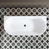WOODBRIDGE 67 X 30.75 X 23.6" freestanding back-to-wall soaking bathtub with matte black drain included, White WE007