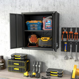 LUCYPAL Metal Wall Cabinet,Wall Mounted Storage Cabinet with 1 Adjustable Shelf and 2 Doors for Garage,Steel Tool Cabinet with Lock for Home,Office, Basement (Black,27.95" H) LUCYPAL