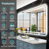 72x32 LED Bathroom Mirror, Backlit & Front Lit Lighted Mirror