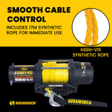 Novawinch FENIX 4500 Synthetic Winch Rope - 4500 lb Rated Line with 1/4 in x 55 ft Synthetic Rope - Mechanical Load Holding Brake and Aluminum Hawse Fairlead for Controlled Pulling Applications