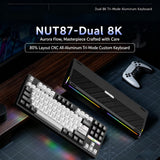 ZMX NUT87 Aluminum Custom Mechanical Keyboard,Hot-Swap Gasket Structure,Triple Mode 2.4G/Bt5.0/Wired,TKL 80% RGB Backlit 10000mAh Mechanical Keyboard for Game&Office,Black-Knife