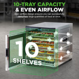 NutriChef Electric Countertop Food Dehydrator -900-Watt Premium Multi-Tier Meat Beef Jerky Maker Fruit/Vegetable Dryer w/10 Shelf Stainless Steel Trays,Digital Timer,Temperature Control-NCFD10S