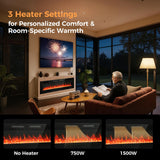 GREEN PARTY 72" Electric Fireplace Recessed/Wall Mounted Ultrathin 3.2" Fireplace Heater, Low Noise Linear Fireplace with Remote Control/Touch Screen, 8hrs Timer, Adjustable Flame & Bed Colors & Speed