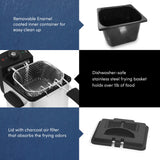 Elite Gourmet EDF1607# 800-Watt Mesh Basket 1.6 Quart / 6.5 Cup Oil Capacity, Electric Immersion Deep Fryer with Temperature Knob and Lid with View Window, stainless steel
