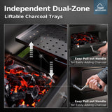 MFSTUDIO 49" 2 in 1 Charcoal Grill & Smoker Combo, Outdoor Grill with Enamel Coated Charcoal Tray, 1015 SQ.IN Cooking Area, Adjustable Top Vent and Chimney for Outdoor Grilling