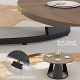 HIPIHOM 47.2” Round Dining Table Set for 4 Modern Wood Table with 4 Upholstered Chairs, Metal Pedestal Base, Space-Saving Kitchen & Dining Furniture for Small Apartments and Compact Spaces
