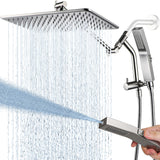 G-Promise All Metal 14 Inches Rain Shower Head with Handheld Built-in Power Wash Mode, 3-way Diverter with Pause Setting, 11 Inches Adjustable Extension Arm, Long Hose (Brushed Nickel, 14 Inches)