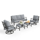 MIXPATIO 5-Piece Wrought Iron Patio Conversation Set, Swivel Chairs, Grey