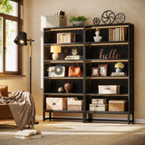 Tribesigns Tall Bookcase Black Bookshelf, 70.8” Large Bookcases Organizer with LED Lights