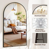 Easly 46"x76" Extra Large Arched Full Length Mirror - Leaning Mirror Arch Wall-Mounted Mirrors - Aluminum Alloy Frame Modern Simple Home Decor - for Living Room Bedroom Cloakroom