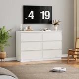 Jocoevol White 6 Drawer Dresser for Bedroom, 15.3" D x 47.2" W x 32.3" H in Simply Modern Chest of Drawers, Wood Storage Double Dresser with Deep Drawers for Living Room, Hallway Entryway, White