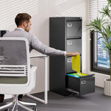 BYNSOE 4 Drawer File Cabinet with Lock Metal Vertical File Cabinet Office Home Vertical File Cabinet for A4 Legal/Letter Size Narrow File Cabinet Locked,Assembly Required