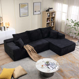 96" Boneless Couch for Living Room, Small Corduroy Cloud Sectional Sofa with L-Shape Chaise