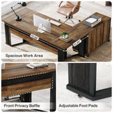 Large L Shaped Computer Office Desk with 2 Drawers and Storage Shelves