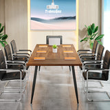Tribesigns 6FT Conference Table, Rectangular Meeting Room Tables, Modern Industrial Seminar Table Boardroom Desk with Metal Legs for Office