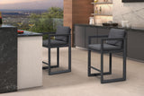 PURPLE LEAF Outdoor Counter Stool Set of 2 Modern Aluminum Stool, Dark Grey