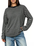 Womens Long Sleeve Tops Oversized Striped T Shirts Y2K Fall Clothes XL