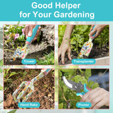 6 Pcs Garden Tool Set, Gardening Hand Tools Aluminum Alloy Starter Kit with Garden Bag (Flower Pattern)