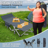 Slsy Oversized XXL Folding Camping Cot for Adults with Pad, Padded Portable Sleeping Cots, Camp Bed with Carry Bag for Outdoor Travel, Beach, Hiking