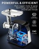 Sinyder Electric Meat Grinder: 2800 Max Stainless Steel Meat Mincer with 2 Blades 3 Plates 3 Sausage Tubes & Kubbe Kit Meat Grinders for Home & Kitchen Use