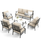MIXPATIO 6-Piece Patio Conversation Set, Coffee Table, E-Coated Frame