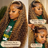 ALSZIQIHR Highlight Ombre Water Wave 13x4 HD Lace Front Wig Human Hair 34In