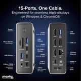 Plugable USB-C Triple Display Laptop Docking Station 3 Monitors, 15-in-1