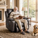 FLEXISPOT XL31-XL Oversized Power Lift Recliner for Elderly, 400 Lbs Heavy Duty Lay Flat Lift Chair with Extra Wide 27" Seat, Massage & Heat, Dual Motor Electric Recliner for Living Room, Dark-Grey