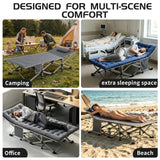 Aivernses Camping Cot, Camping Cot for Adults, Heavy Duty Folding Bed with Mattress，Portable Cot Bed with Carry Bag, Outdoor & Home Office Nap, Max Load 600 LBS, Blue