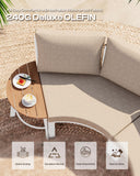 Oasbira Luxury Patio Furniture Set for 10 People, 7-Piece Curved Patio Conversation Sets with Woven Rope & Modular Coffee Table, Half Moon Outdoor Furnitrue Set for Deck, Garden, Gray