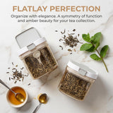 yuyingji Coffee Canister with Scoop, 2 Pack 27oz Airtight Coffee Storage Container, Amber Light Blocking Jar, Wide Mouth for Coffee Beans, Sugar, Tea, Herbs Pantry Storage