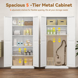 Polup 71" White Metal Kitchen Pantry Storage Cabinet with Doors and Shelves