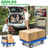 Platform Truck, 880lbs Capacity Heavy-Duty Foldable Hand Cart w/ 360° Swivel Wheels