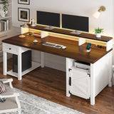 Computer Desk with Drawers,23" D Home Office Desk with Storage,Wooden Desk with Monitor Stand