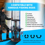 Lnmuzm 360 Degree Rotating Wood Fishing Rod Holder, fishing pole holders for garage up to 16 Fishing Rods, Fishing Gear Equipment Storage Organizer for Garage, Basement, or Shed Round