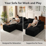 127'' Modular Boneless Couch,U Shaped Sectional Sofa for Living Room-Black