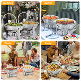 ROVSUN 5 Qt 4 Pack Chafing Dish Buffet Set,NSF Stainless Steel Round Chafers for Catering, Buffet Servers and Warmers Set with Lid Holder & Drip Tray for Wedding Party Banquet Graduation