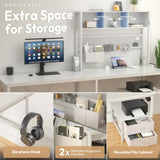 Dowinx 67” L-Shaped Gaming Desk with Pegboard & Drawers, Reversible Computer Desk with RGB Lights & Power Outlets