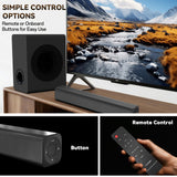 Sound Bar Speakers Bluetooth Wireless, TV Speakers Sound Bar Subwoofer, Home Theater Surround Sound Bar HDMI(ARC) Optical AUX USB 2.1ch Home Audio Sound System TV PC Gaming Wall Mount 3EQ, Black