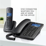 Corded Phone System + 3 Digital Cordless Handsets w/Answering Machine, Call Block - Black (C4203) Motorola Voice