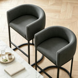 26" H Counter Height Bar Stools Set of 4, Modern Barrel Counter Stools with Backrest and Arms