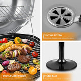 Electric Grill, Techwood Indoor/Outdoor Electric BBQ Grill, 1600W Portable Removable Stand Grill with Adjustable Heat & Drip Tray, Double Layer Design for Party, Patio & Backyard, Dust Cover(Silver)